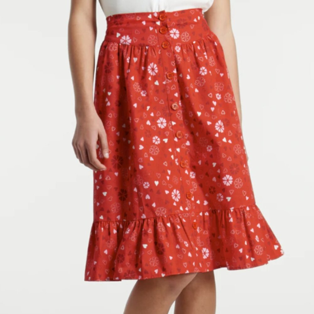 Modcloth red heart a-line skirt